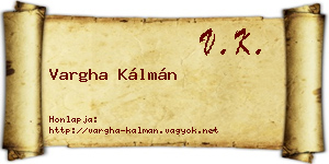 Vargha Kálmán névjegykártya